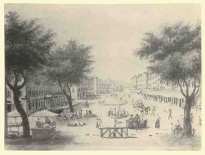 La Canebière en 1808, haut lieu de l'activité des cordiers qui travaillaient le chanvre.