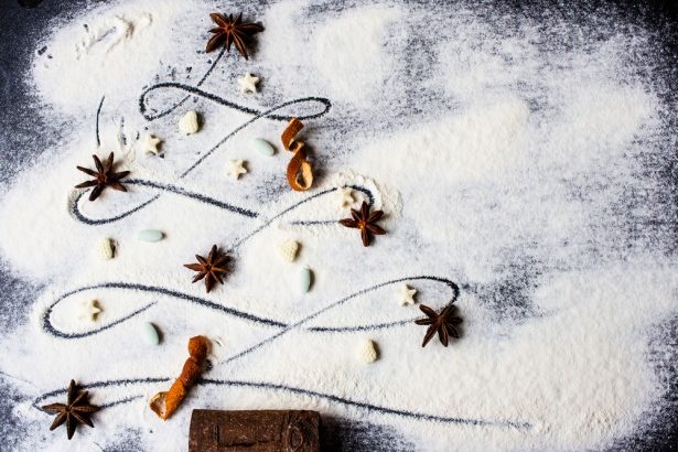 déco de table, Noël, neige, farine