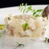 Tartare de lieu noir au citron vert, asperges vertes et betterave rouge