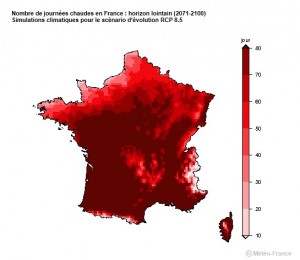 Le nombre de journées chaudes en France pourrait exploser d'ici 2100. Capture d'écran Climat HD