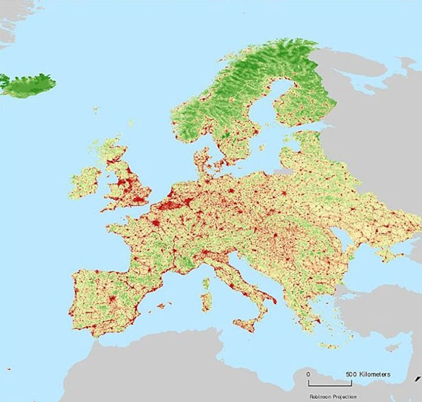 carte-nasa-indice-influence-humaine-europe iih
