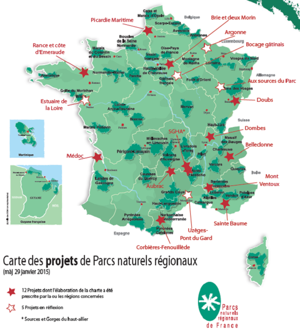 carte des parcs naturels de france