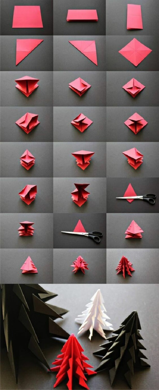 déco Noël rapide, DIY Sapins de Noël en papier Origami