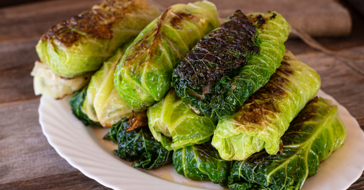 Notre chou vert farci aux épices... végétarien, sans gluten et sans lait !