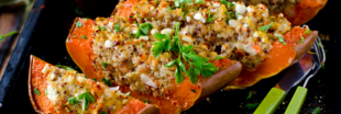 Recette de courges butternut rôties et farcies au quinoa et aux amandes