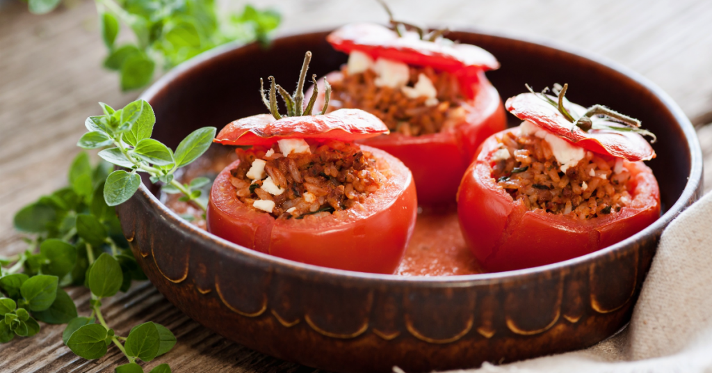 Tomates farcies au riz rouge