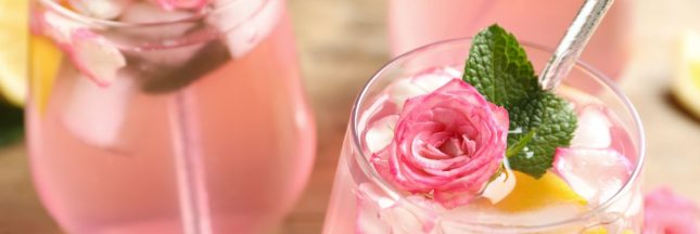 Limonade maison rose et basilic