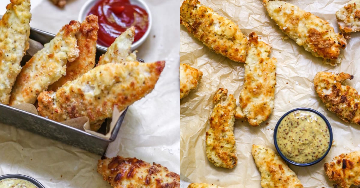 Poulet pané sans gluten  avec sauce au miel et à la moutarde