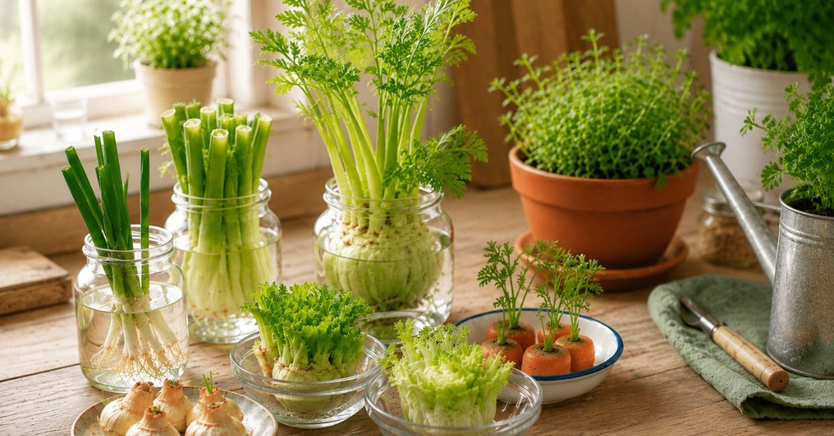 Jardinage : le « regrowing » pour faire repousser fruits et légumes à partir des restes !