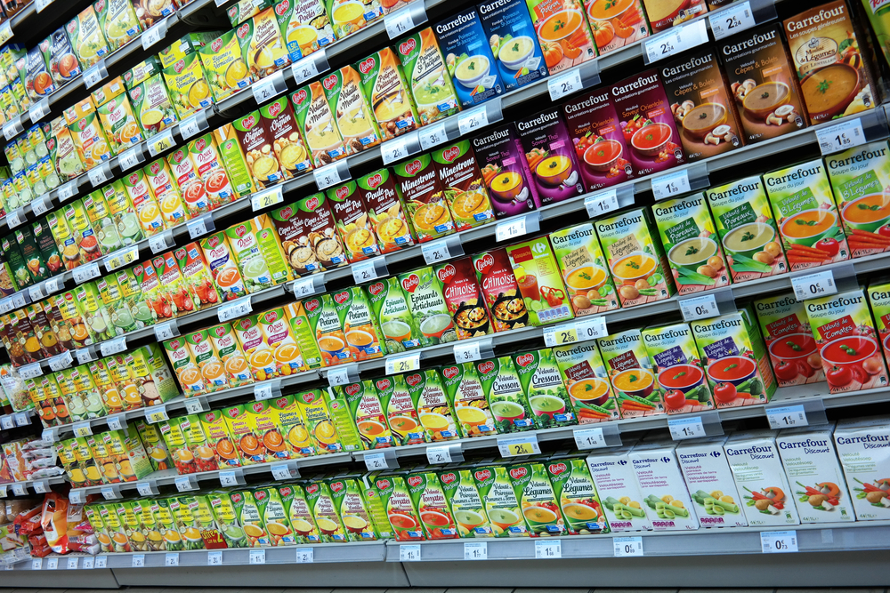 industrial soups in the supermarket