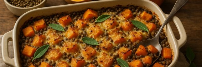 Gratin d'automne aux courges et lentilles