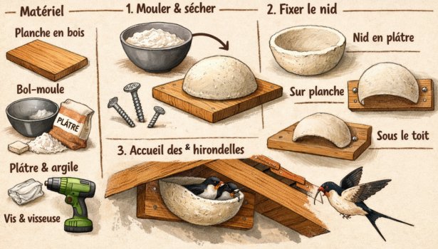 Fabriquer un nid d'hirondelle