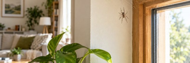 Une araignée discrète participe à l’équilibre naturel de la maison.