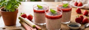 Dessert bio : un délicieux trio mousseux fraise-rhubarbe-basilic