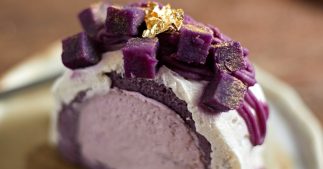 Gâteau roulé à la patate douce violette Gâteau roulé à la patate douce violette