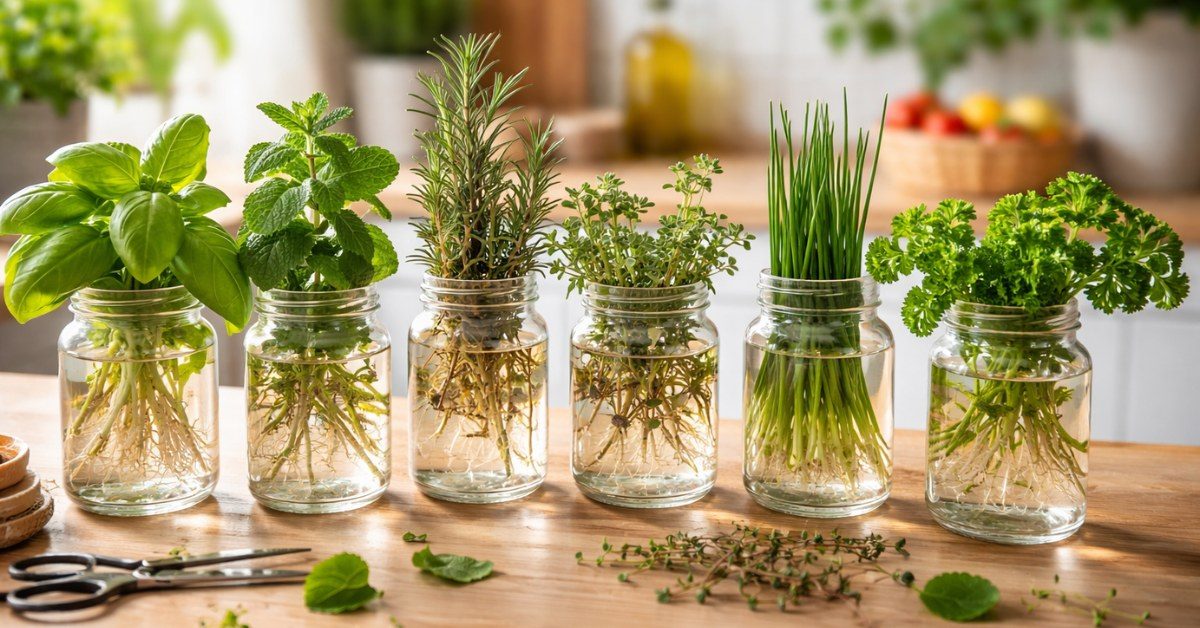 Herbes aromatiques dans l’eau : 7 plantes faciles pour un potager d’intérieur