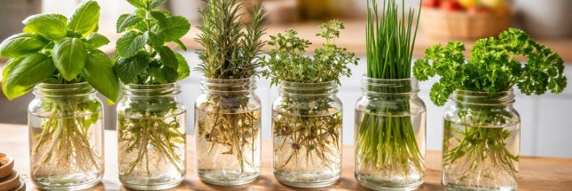 Herbes aromatiques dans l'eau : 7 plantes faciles pour un potager d'intérieur