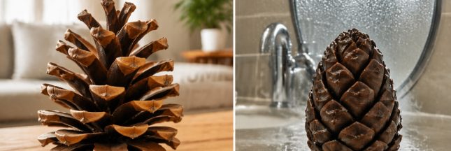 Cônes de pin dans des ambiances contrastées