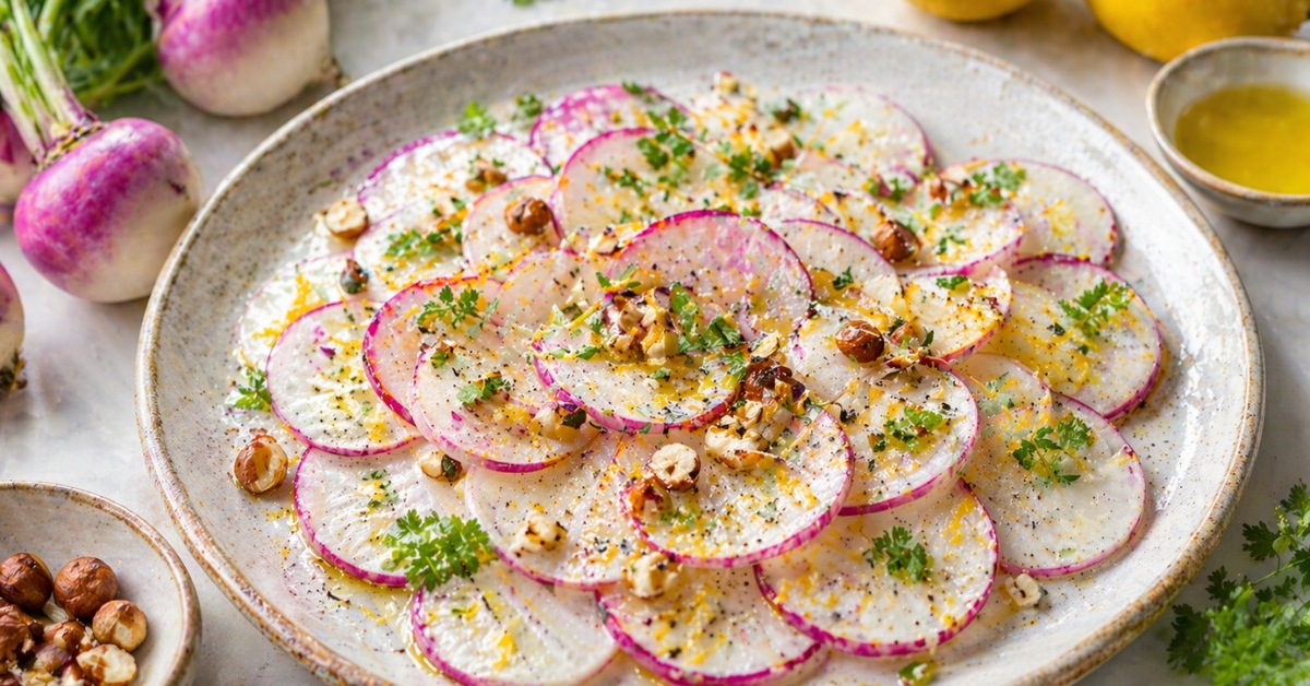 Salade de radis et noisettes pourpre