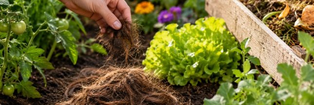 Jardin potager avec compost naturel : des cheveux
