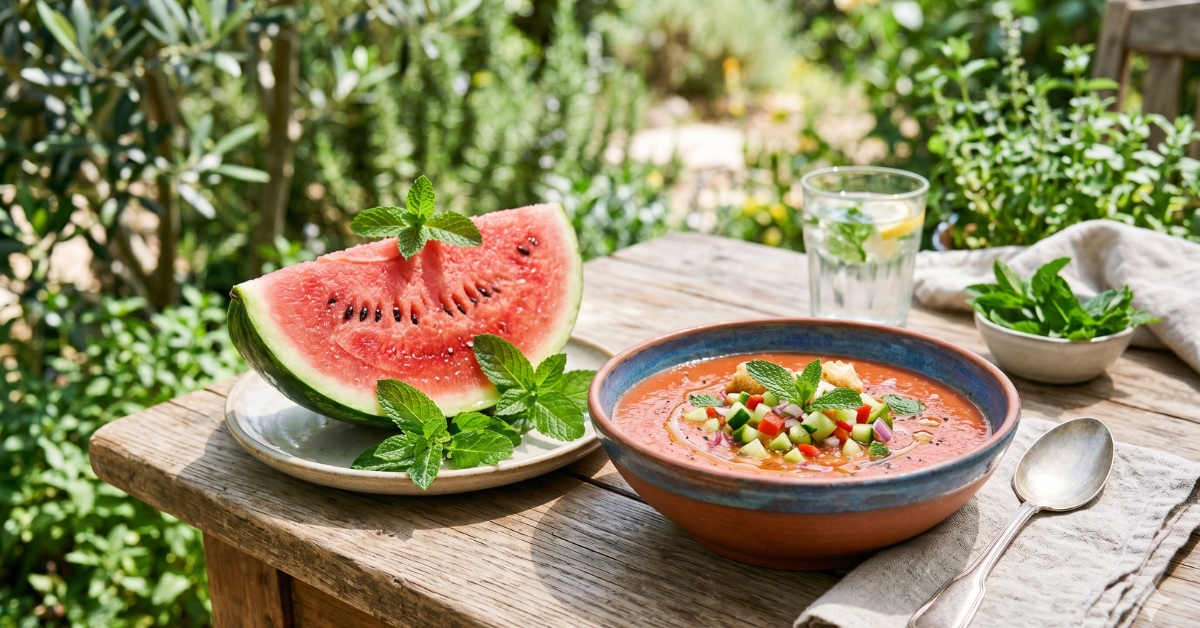 Assiette fraiche de fruits et legumes d ete pour la canicule