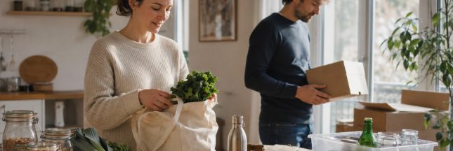 Cuisine éco-responsable en lumière naturelle