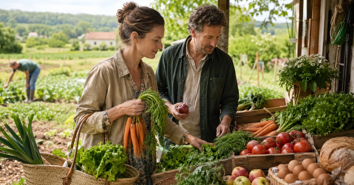 couple au marché bio