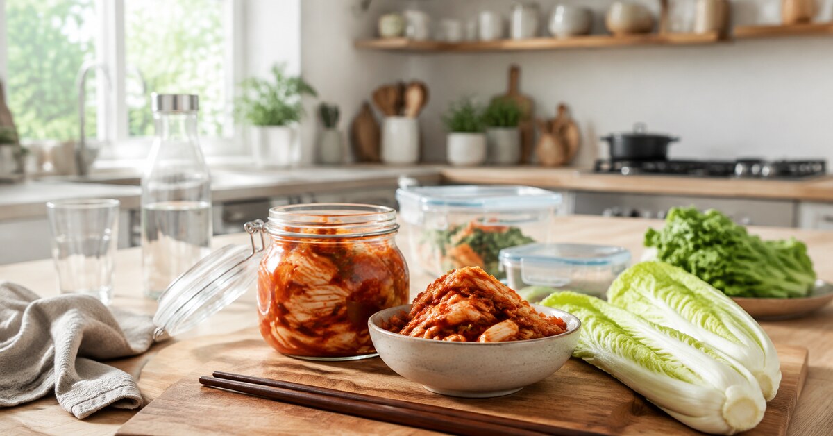 Pot et bol de kimchi