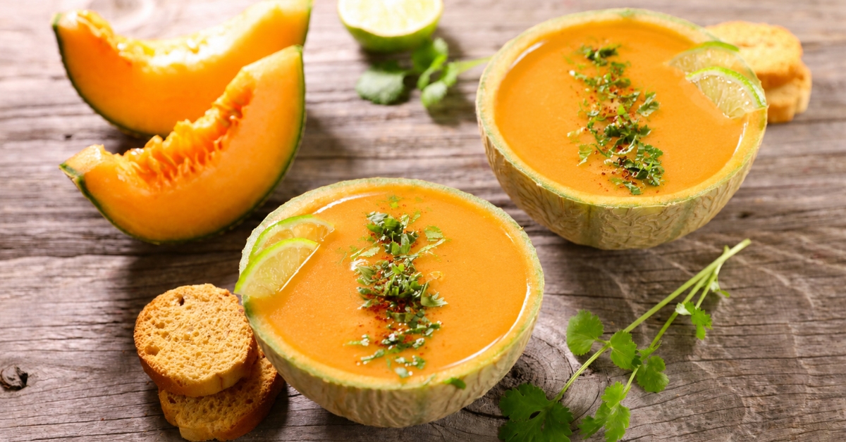 Un gaspacho de melon frais, parfumé à la menthe