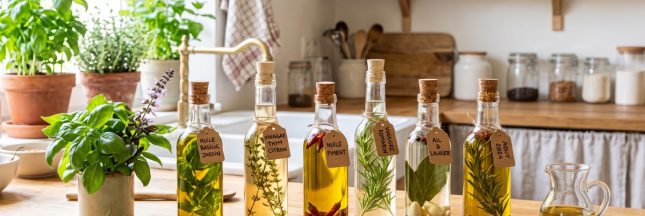 Huiles et vinaigres parfumés maison