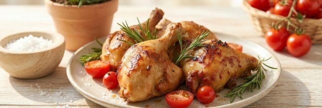 poulet roti dans une assiette