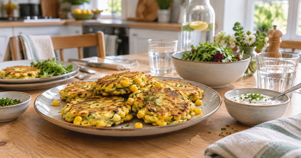 Un repas léger et convivial autour de blinis courgette-maïs.