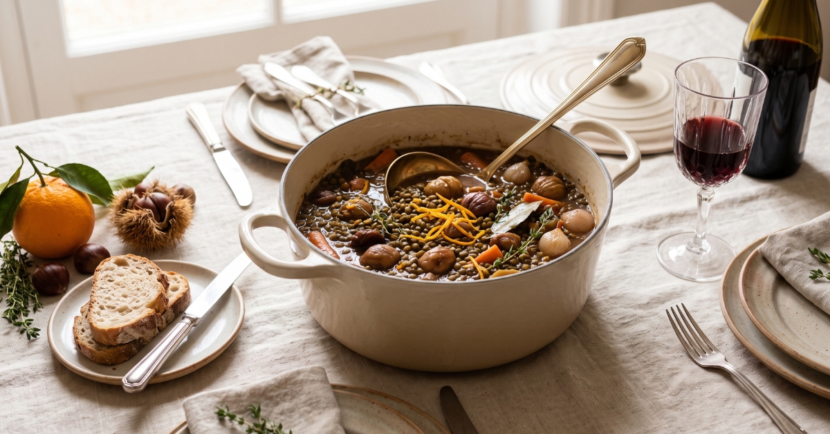 daube de lentilles vertes et châtaignes